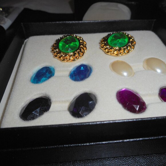 EARRINGS - 1 pair - with interchangeable colors, box and instructions - Picture 2 of 6